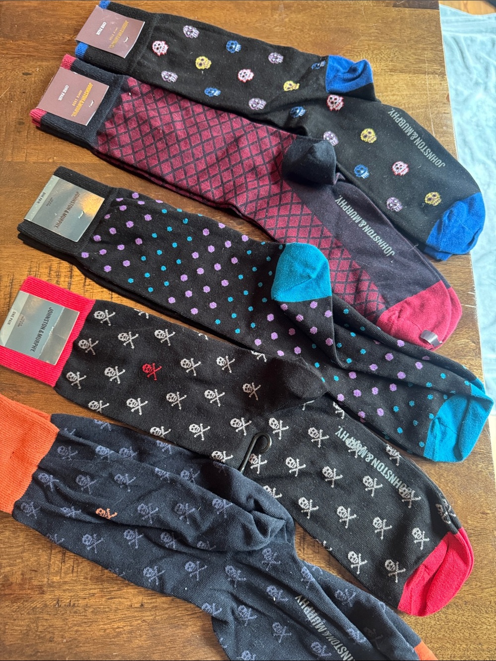 Johnston & Murphy Black Dress Socks with Multicolor Accents